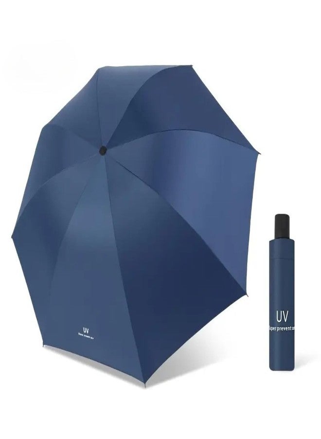 وي3 مظلة سفر محمولة من we3 بتصميم ثلاثي الطي، مقاومة للماء والرياح، مثالية للرجال والنساء (أزرق داكن) - Image 1